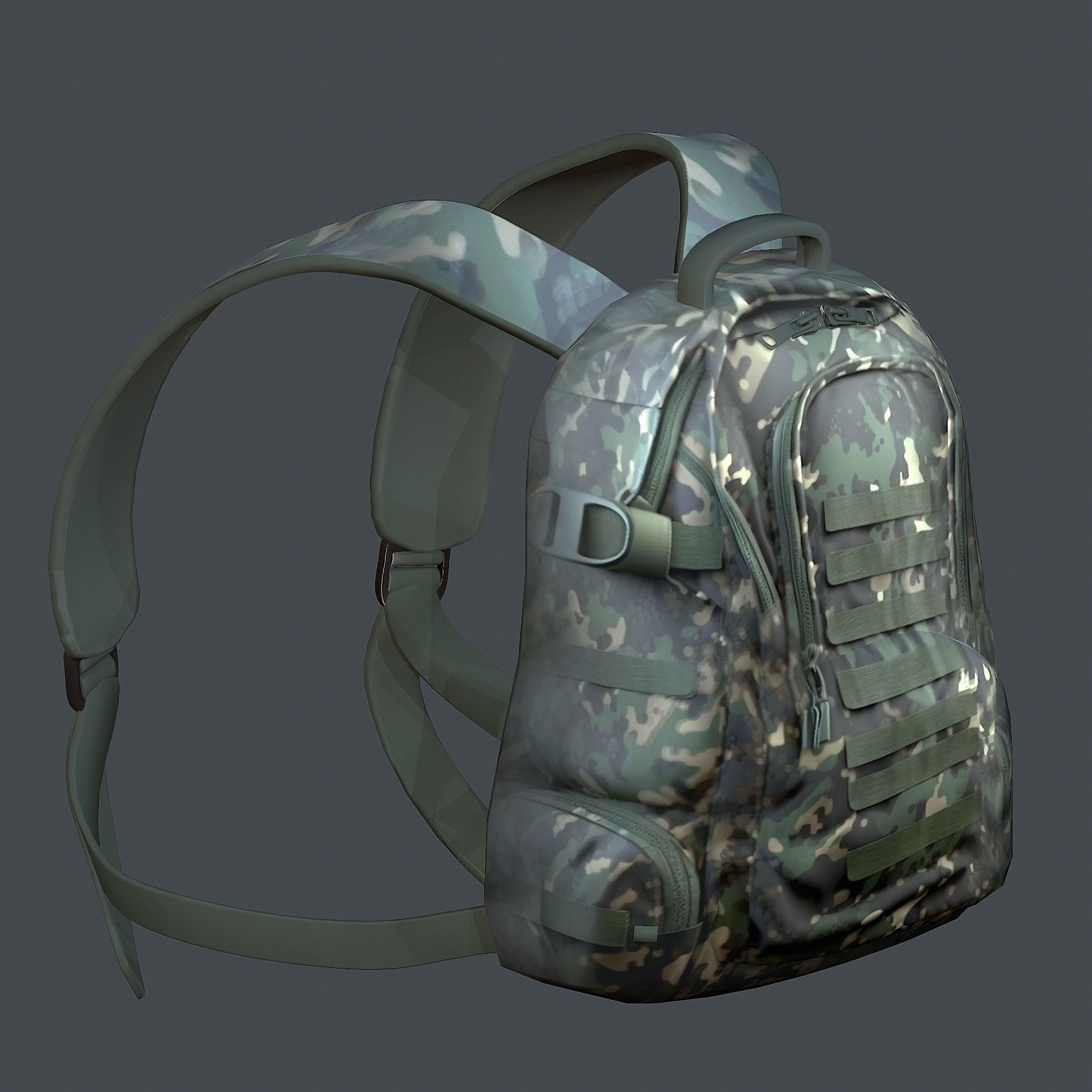 Backpack Camping Generic military human bag storqge baggage Low-poly 3D model_4