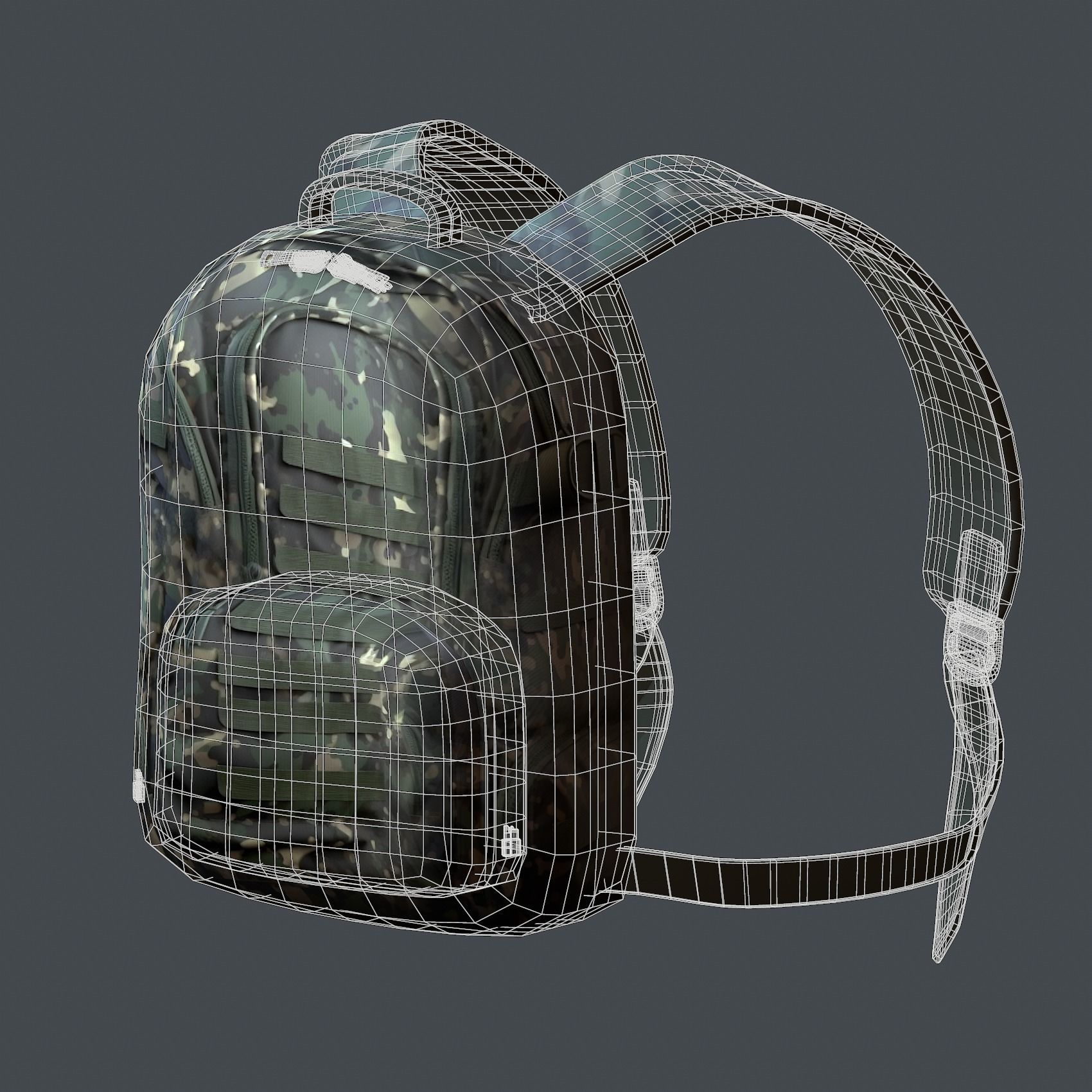 Backpack Camping Generic military human bag storqge baggage Low-poly 3D model_9