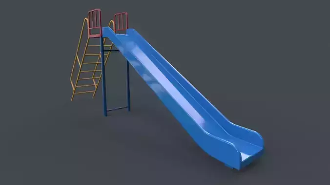 PBR Modular Outdoor Straight and Wave Slide A Low-poly 3D model
