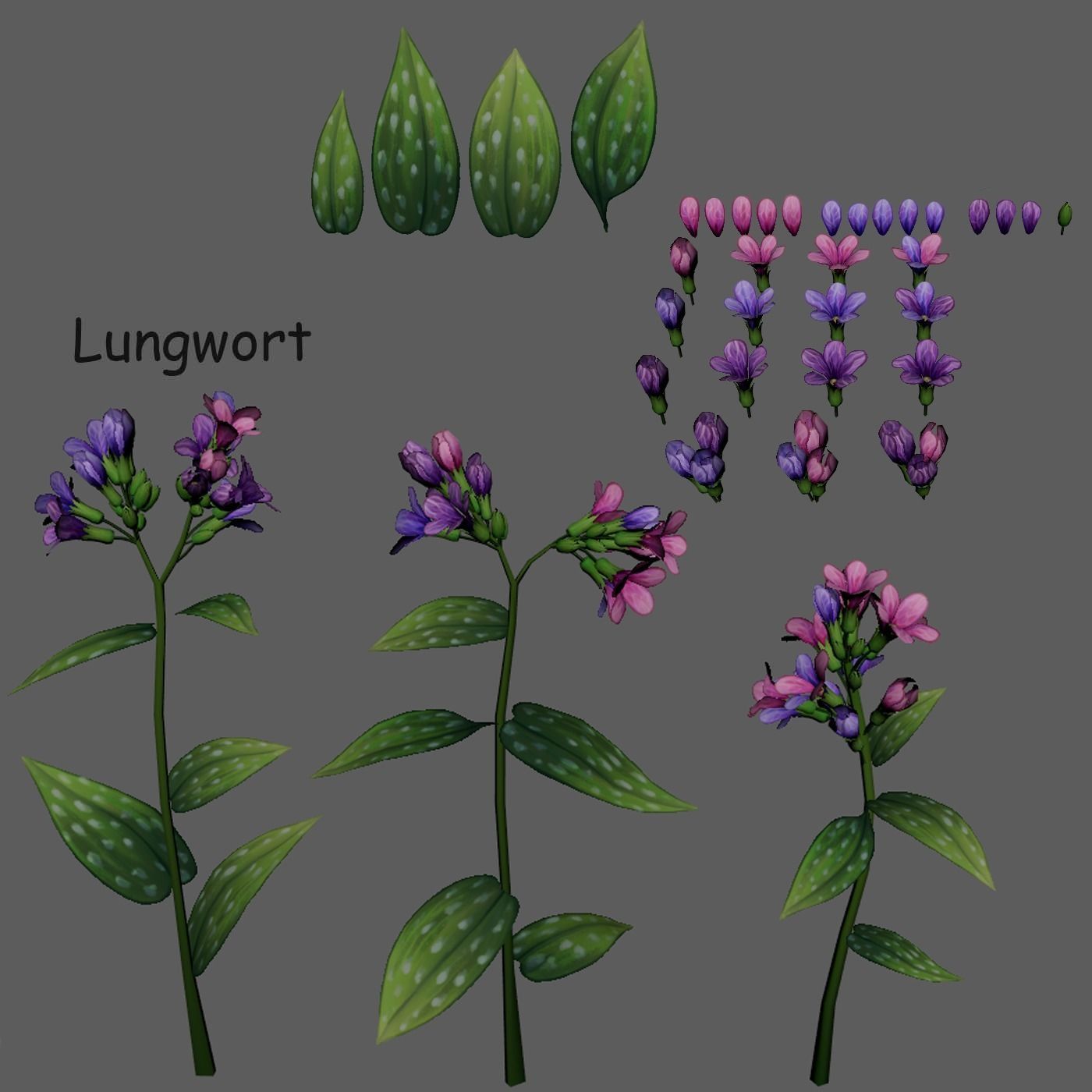 Pack Stylized handpainted plants and sprigs Low-poly 3D model_6