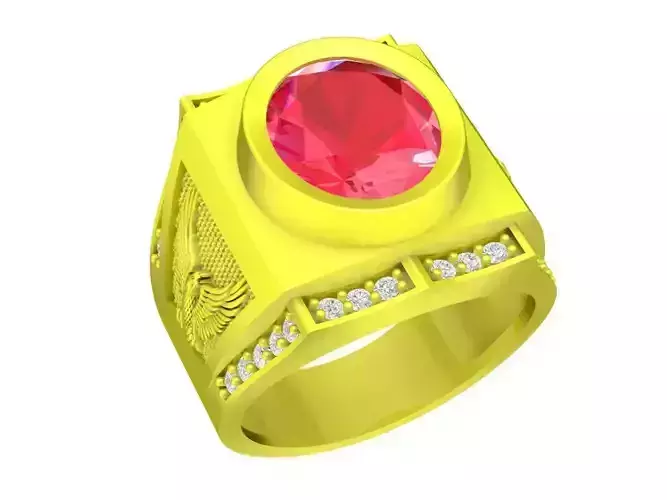 korean oval diamond eagle men ring 4898