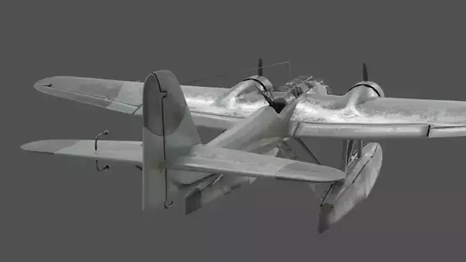 He 115 C-1 Torpedo Bomber Seaplane Low-poly 3D model