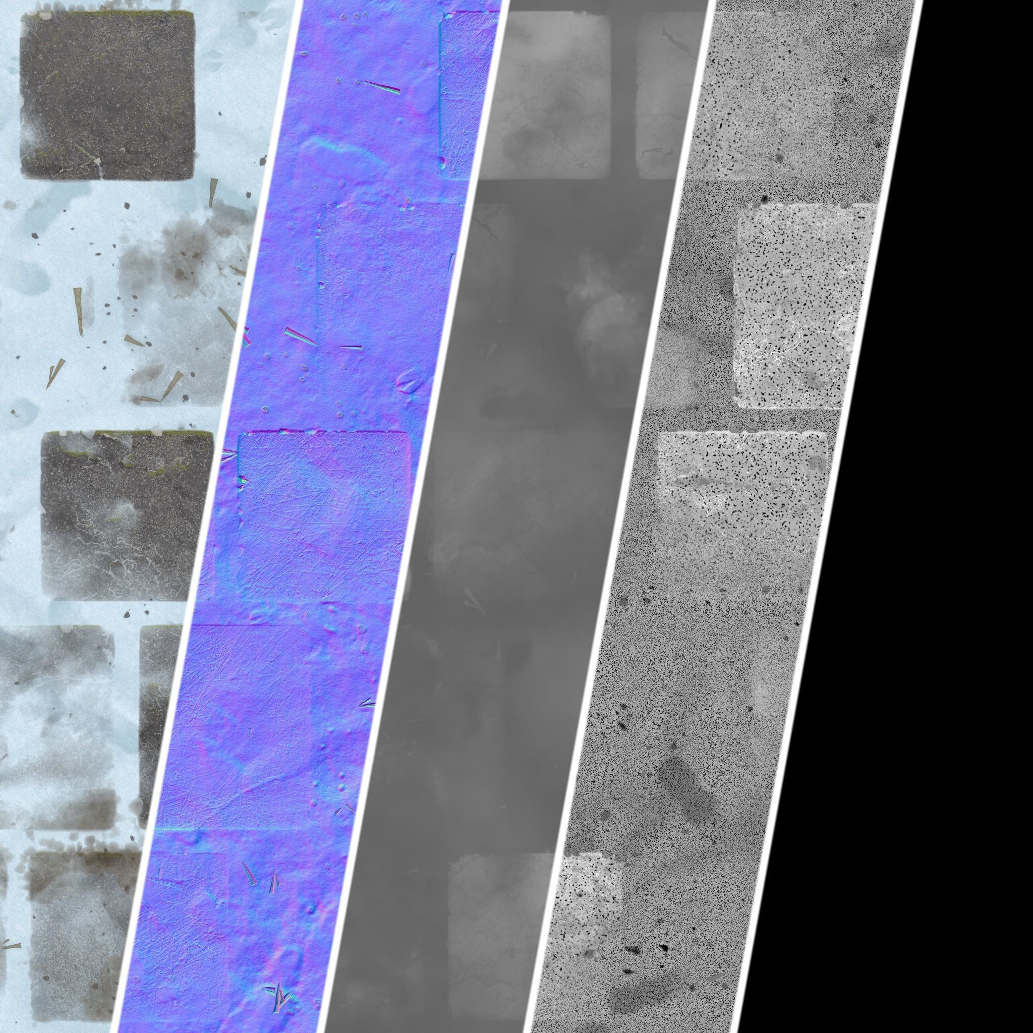 Pavement Materials 27- Slat Stone Paving - Pbr 4k Seamless Texture_6