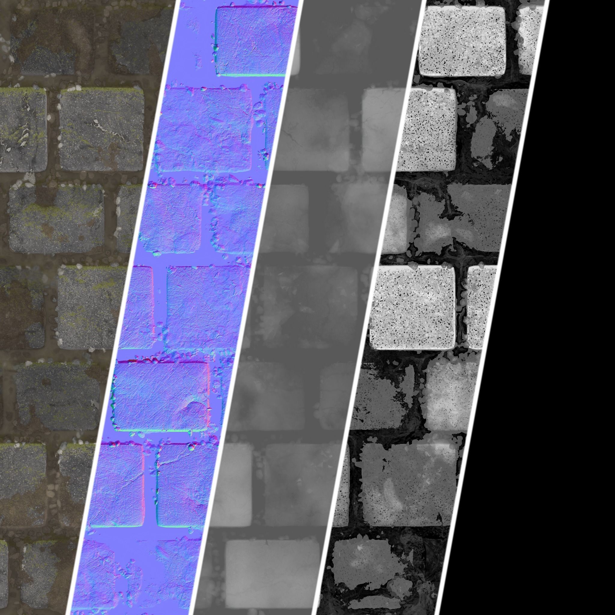 Pavement Materials 27- Slat Stone Paving - Pbr 4k Seamless Texture_3