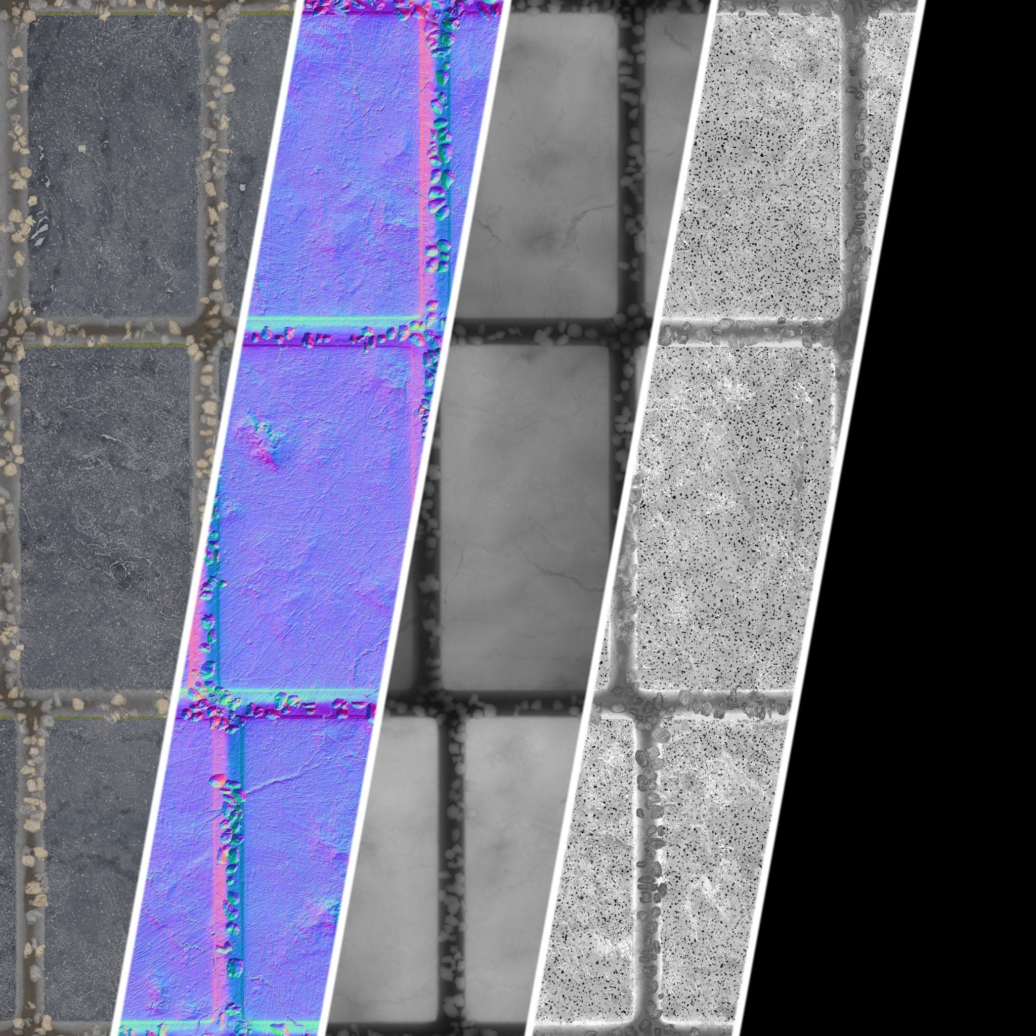 Pavement Materials 28- Slat Stone Paving - Pbr 4k Seamless Texture_3