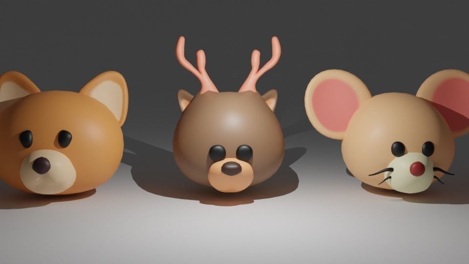 Animal head cartoon 3D models Low-poly 3D model_3