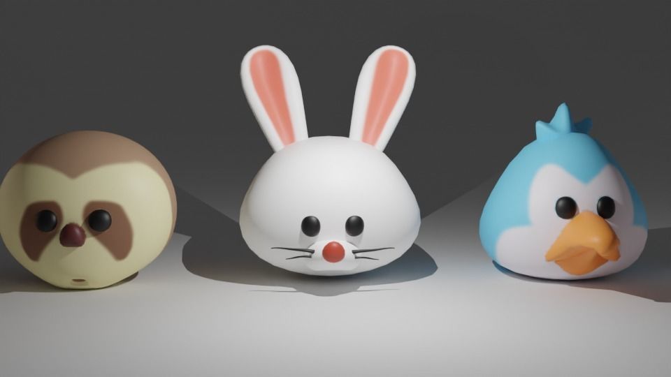 Animal head cartoon 3D models Low-poly 3D model_4