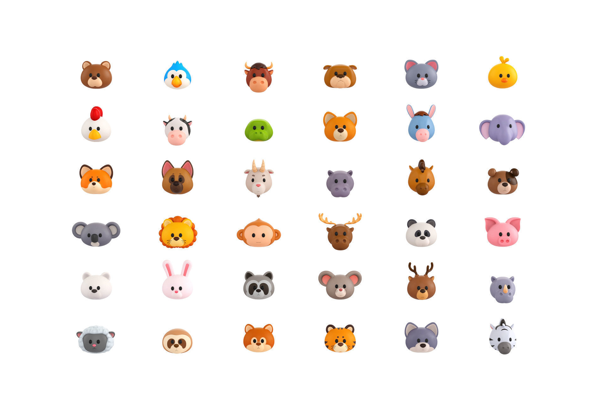 Animal head cartoon 3D models Low-poly 3D model_1