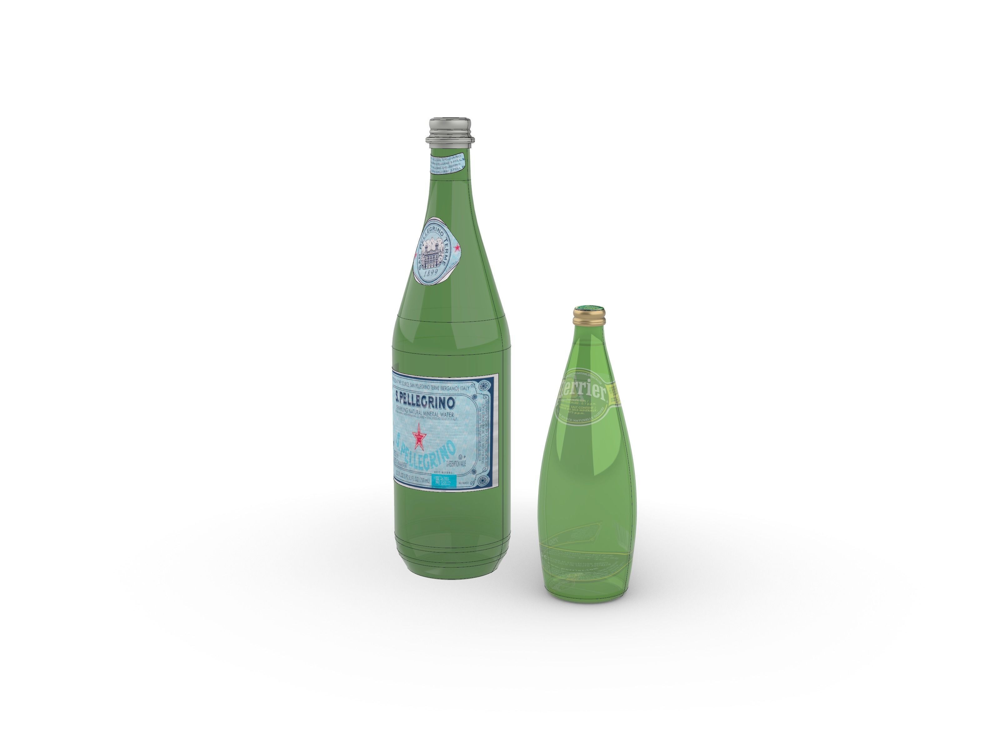 San Pellegrino and Perrier Bottles Free 3D model_8