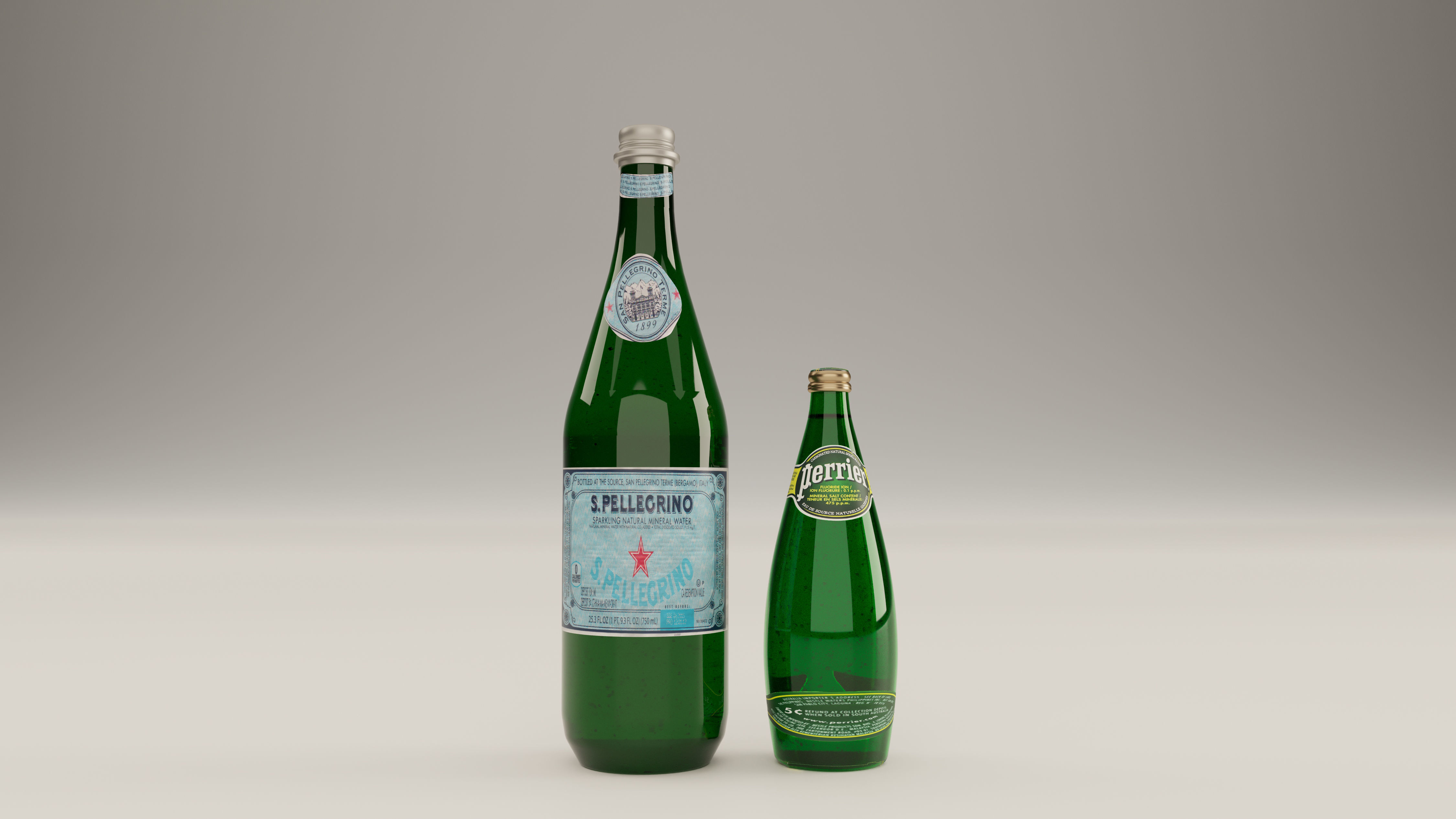 San Pellegrino and Perrier Bottles Free 3D model_2