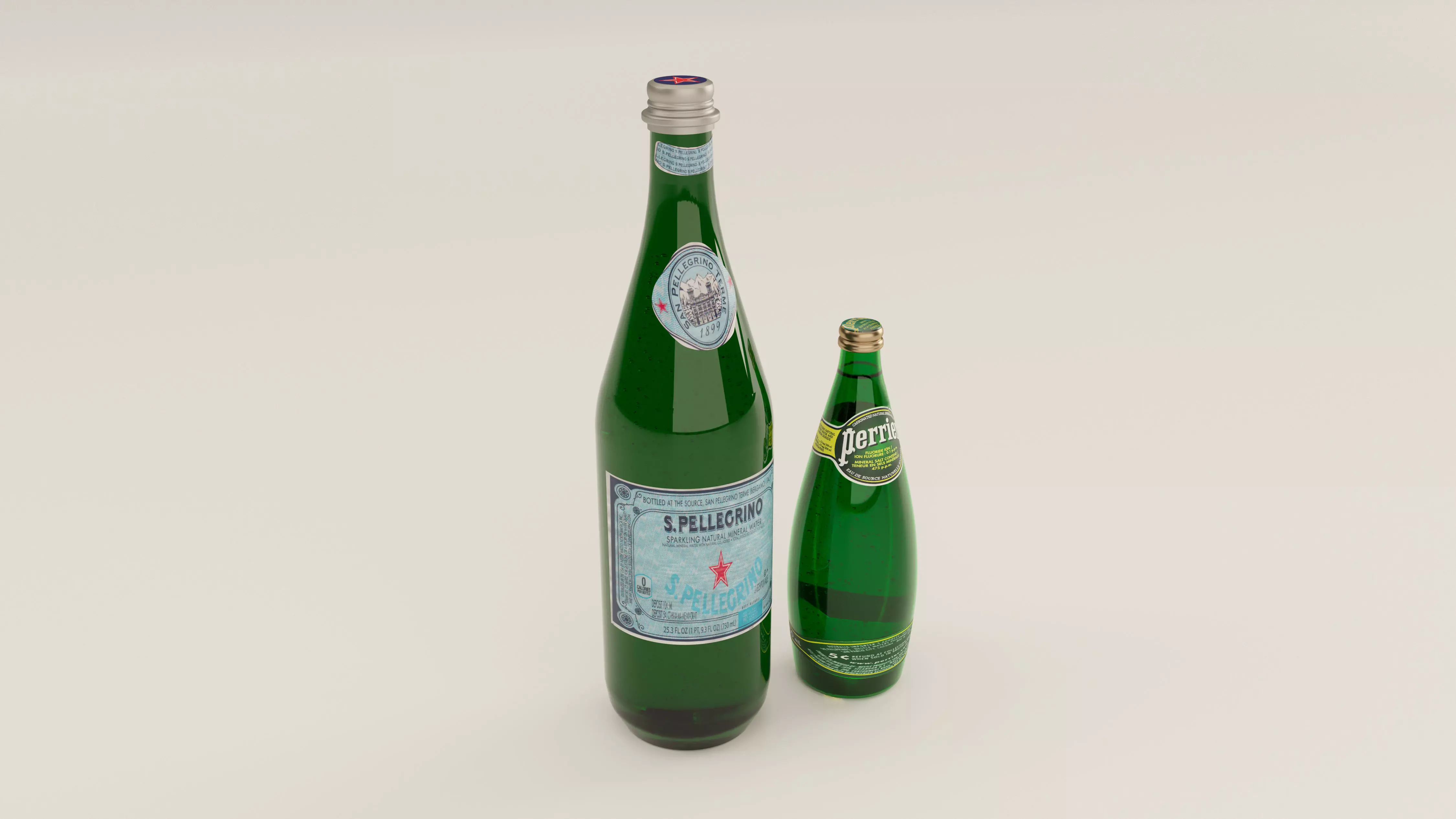 San Pellegrino and Perrier Bottles Free 3D model_0