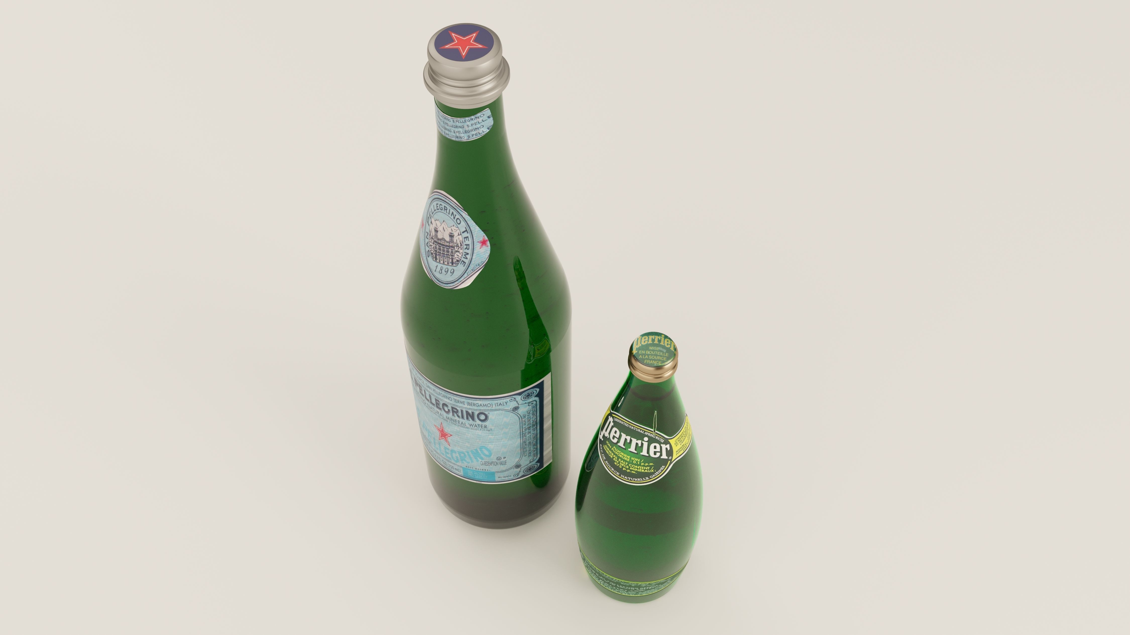 San Pellegrino and Perrier Bottles Free 3D model_3