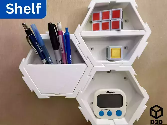 Shelf - Modular Dovetail Hexagon Shelving System 3D print model