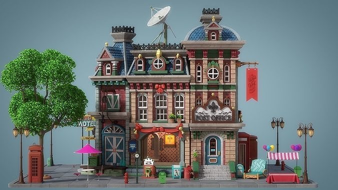 Cartoon House 23 3D model 2