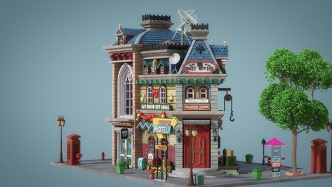 Cartoon House 23 3D model 6
