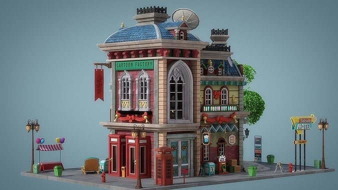 Cartoon House 23 3D model 4