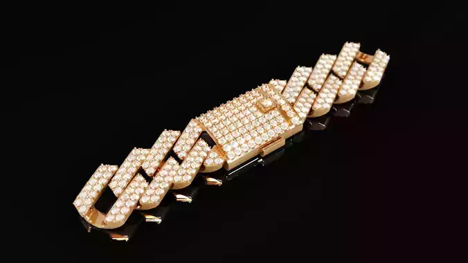 Diamond Cuban bracelet 12 3D print model