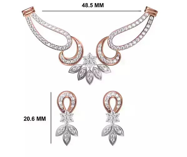 Women Necklace Earring Set STL OBJ FBX JCD Details
