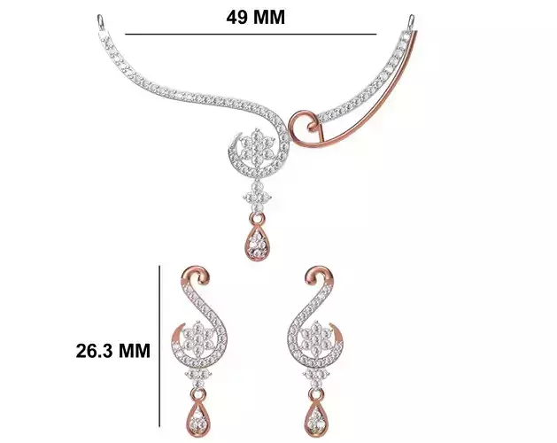 Women Necklace Earring Set STL OBJ FBX JCD Details