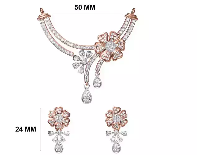 Women Necklace Earring Set STL OBJ FBX JCD Details
