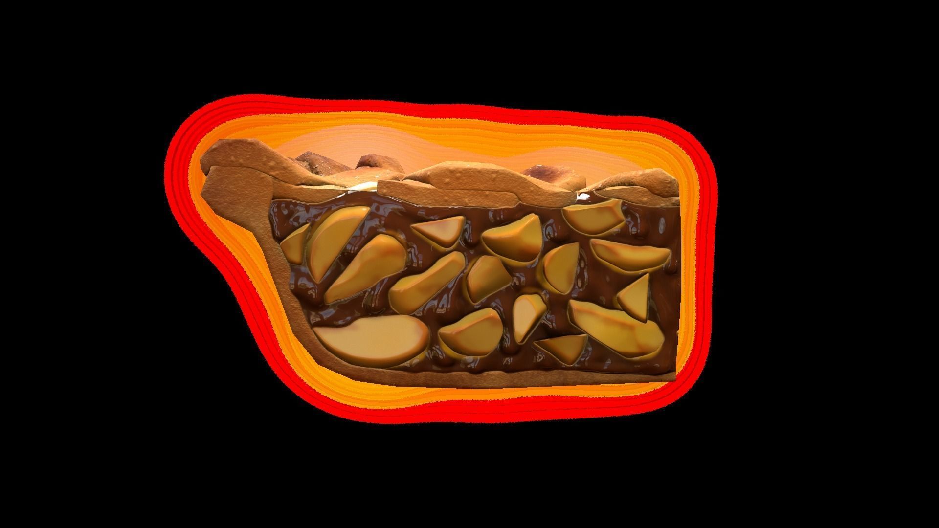 PiePeach Piece Low-poly 3D model_2