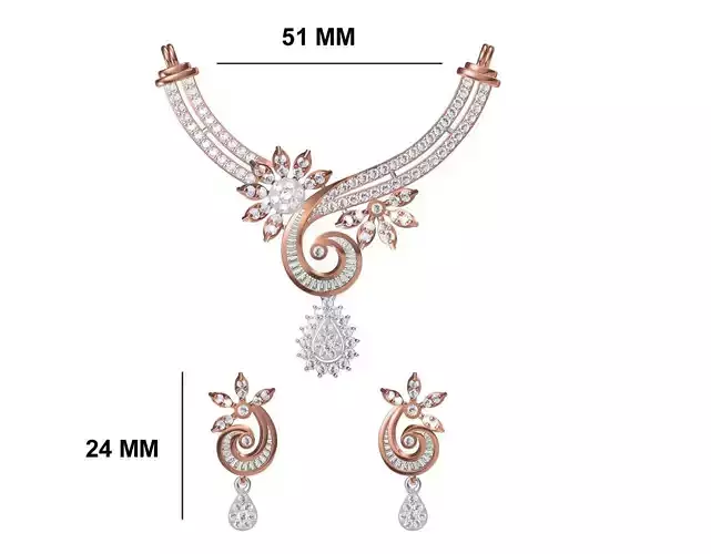 Women Necklace Earring Set STL OBJ FBX JCD Details