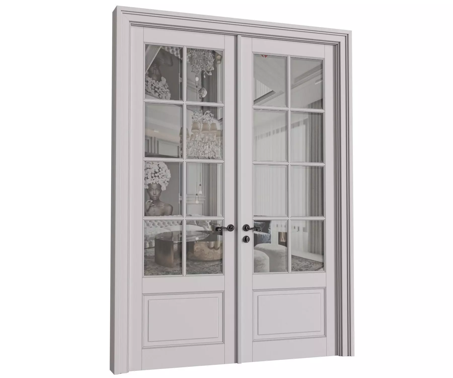 French Entrance Classic interior Doors 3D model_0