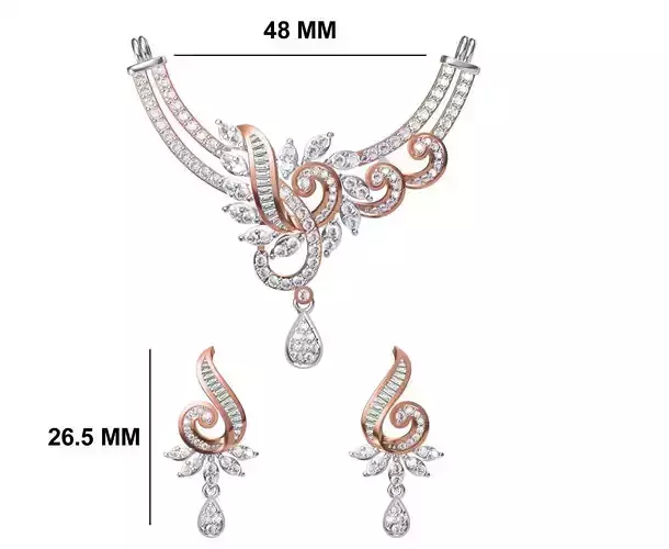 Women Necklace Earring Set STL OBJ FBX JCD Details