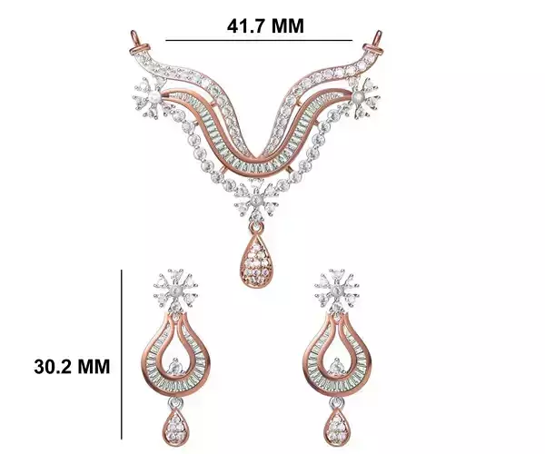 Women Necklace Earring Set STL OBJ FBX JCD Details