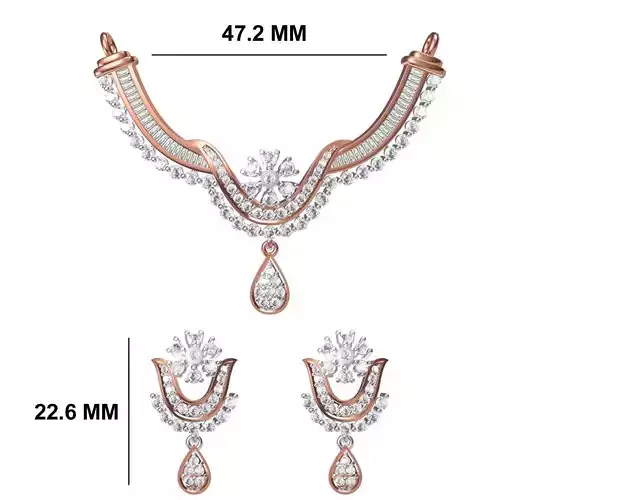Women Necklace Earring Set STL OBJ FBX JCD Details