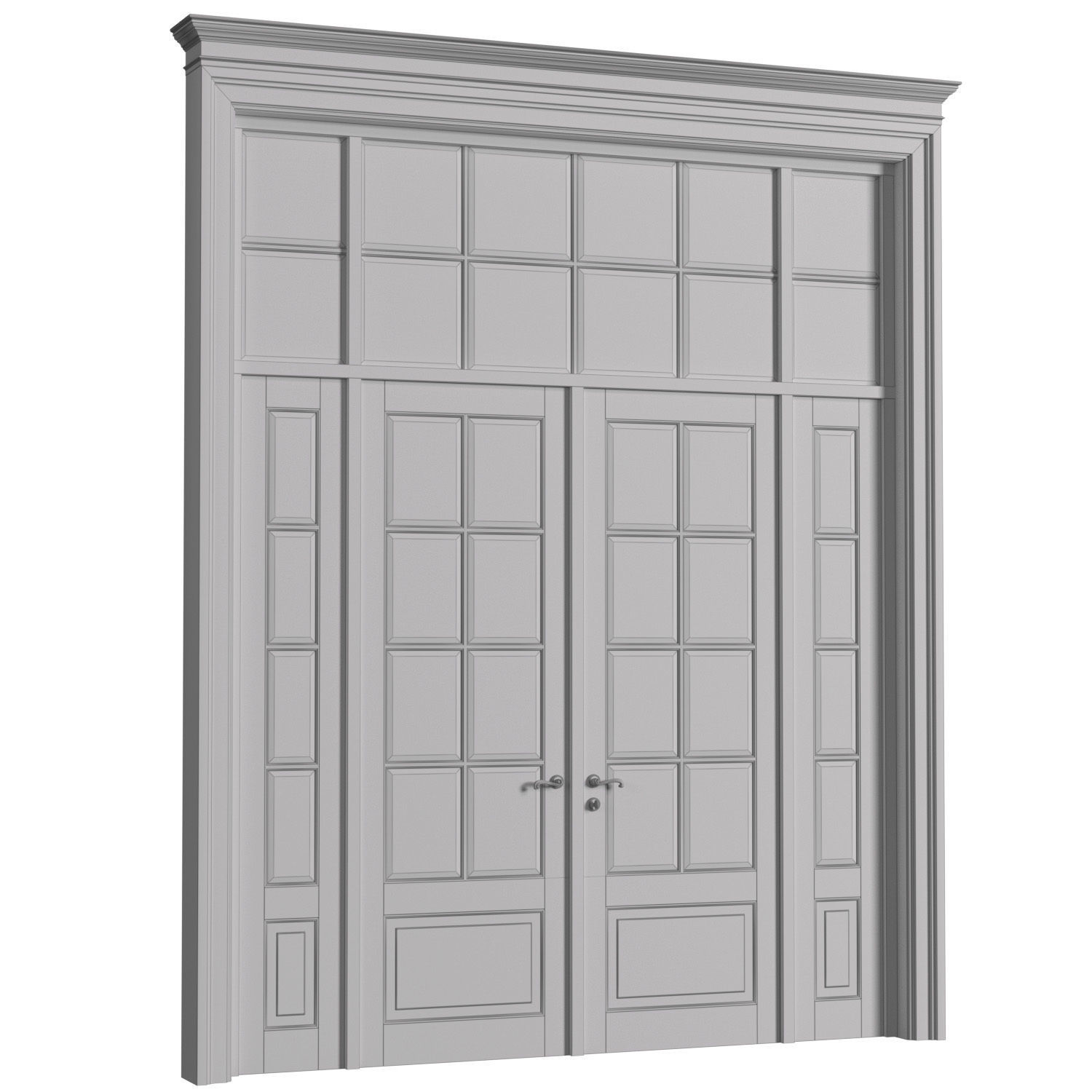 External Entrance classical street Doors 3D model_3