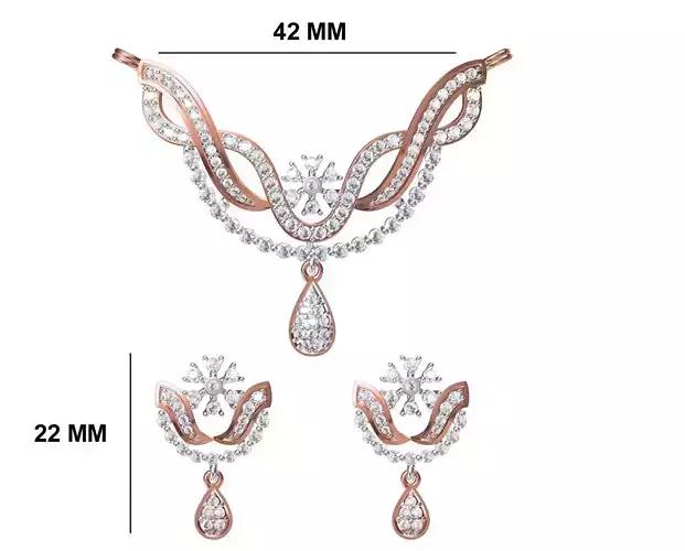 Women Necklace Earring Set STL OBJ FBX JCD Details