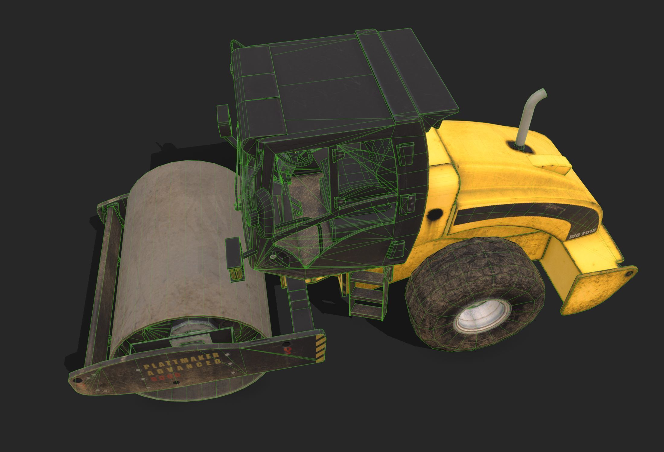 Soil Roller Low-poly 3D model_9