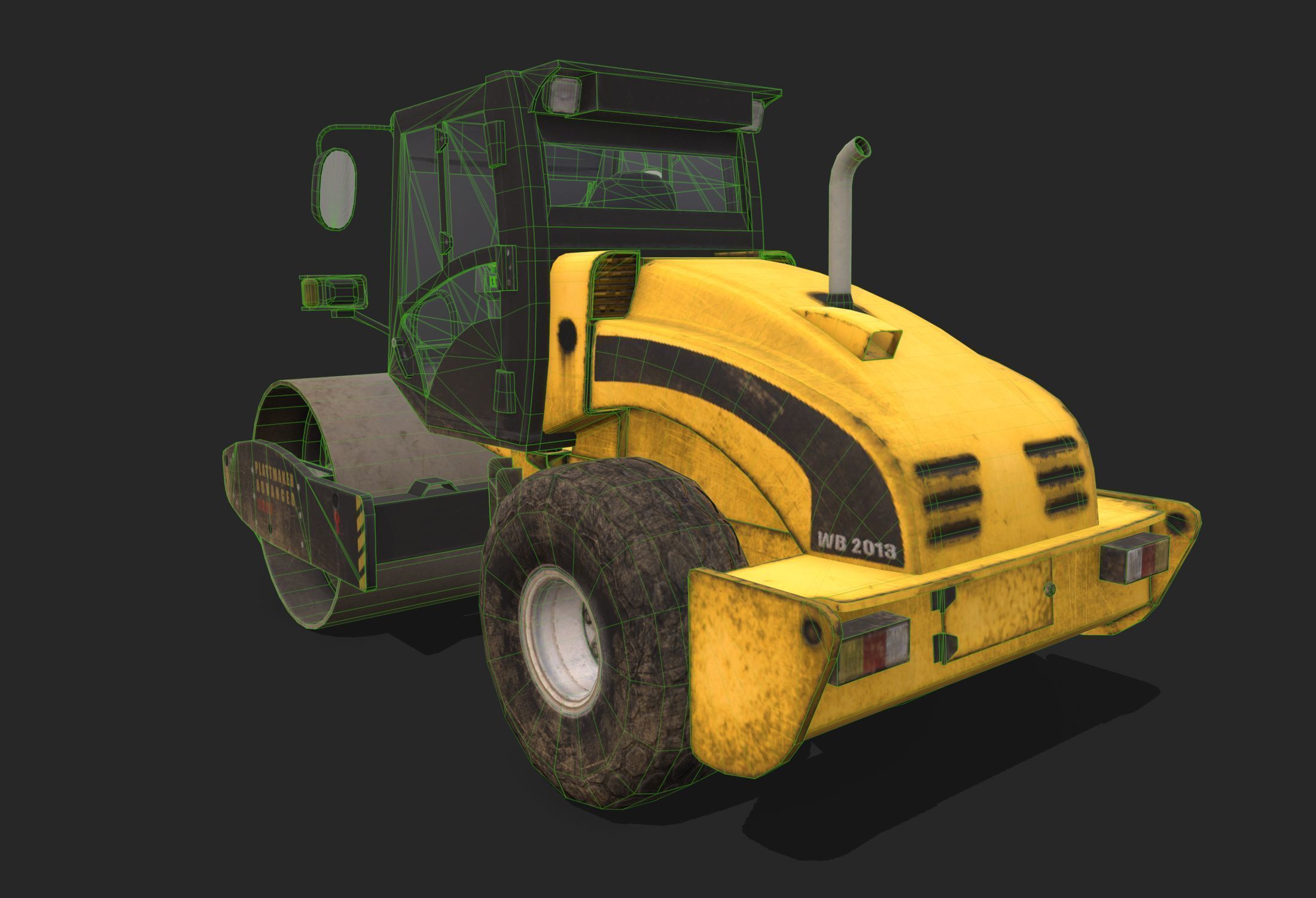 Soil Roller Low-poly 3D model_10