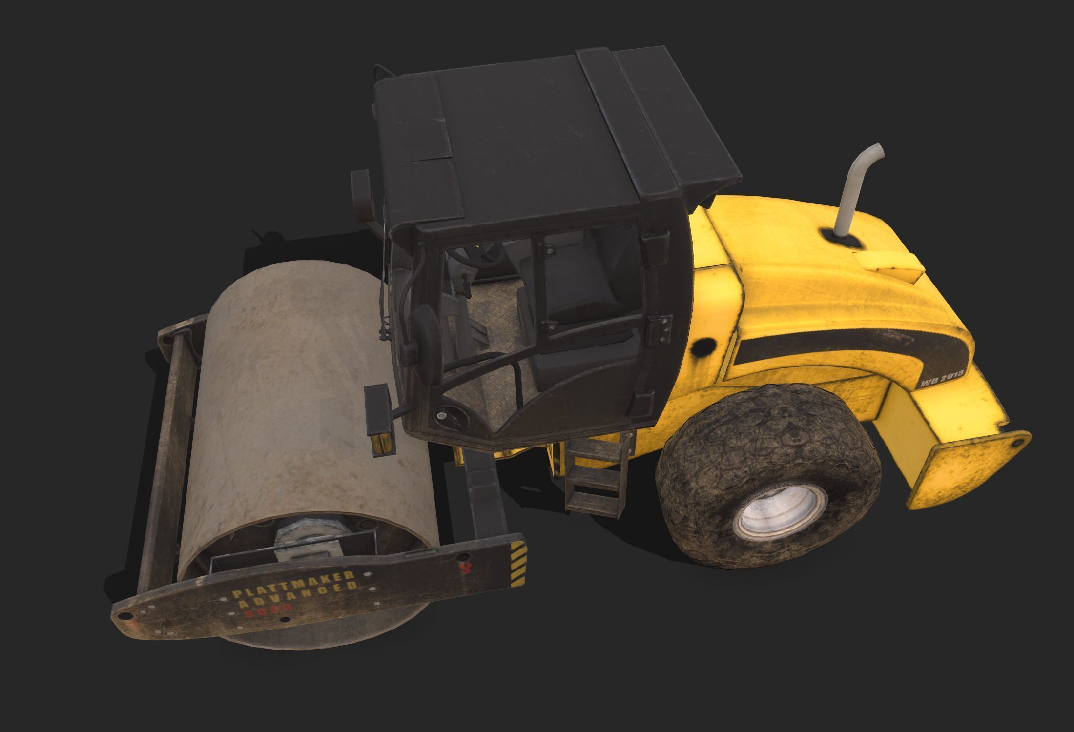 Soil Roller Low-poly 3D model_4