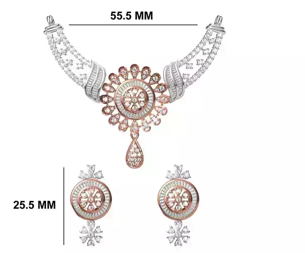 Women Necklace Earring Set STL OBJ FBX JCD Details