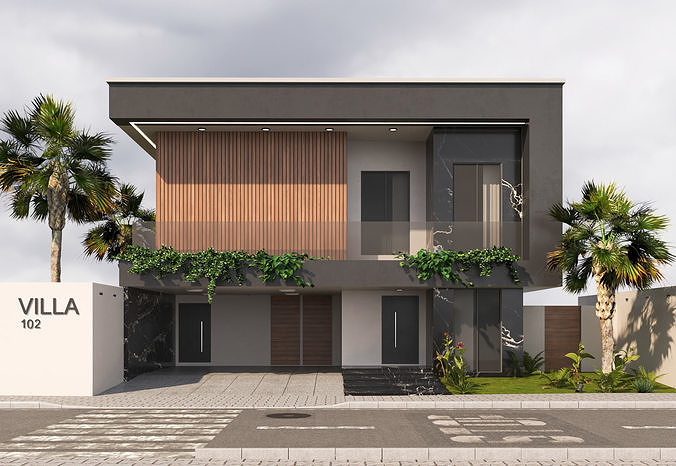 Villa house design  duplex - 102 3D model 5