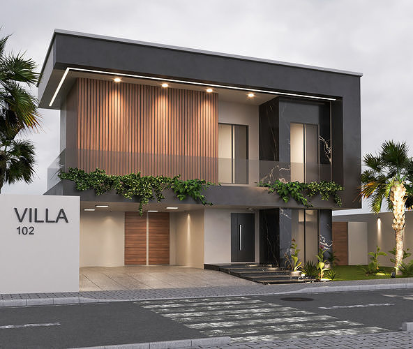 Villa house design  duplex - 102 3D model 2