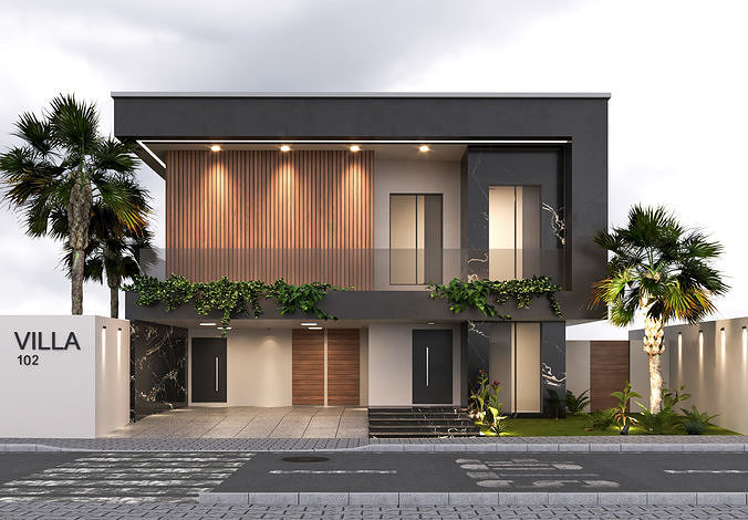 Villa house design  duplex - 102 3D model 3