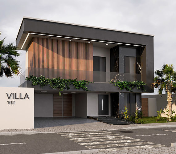 Villa house design  duplex - 102 3D model 7