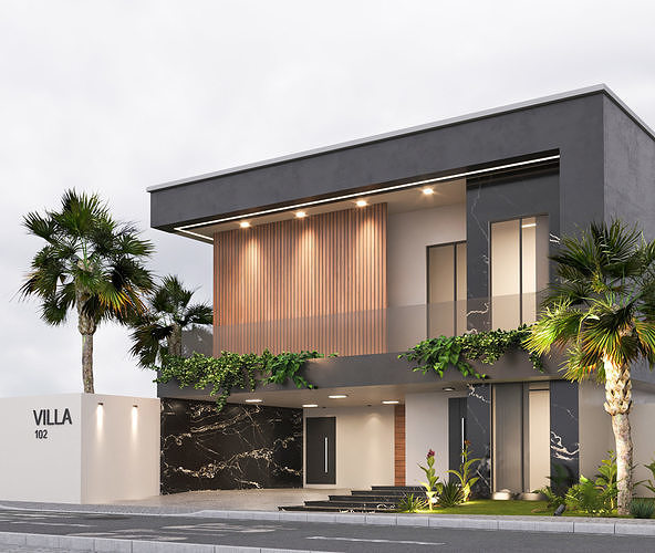 Villa house design  duplex - 102 3D model 4