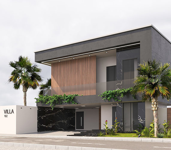 Villa house design  duplex - 102 3D model 6