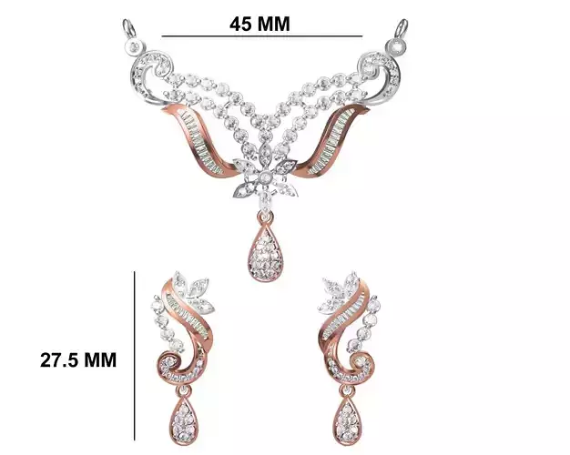 Women Necklace Earring Set STL OBJ FBX JCD Details