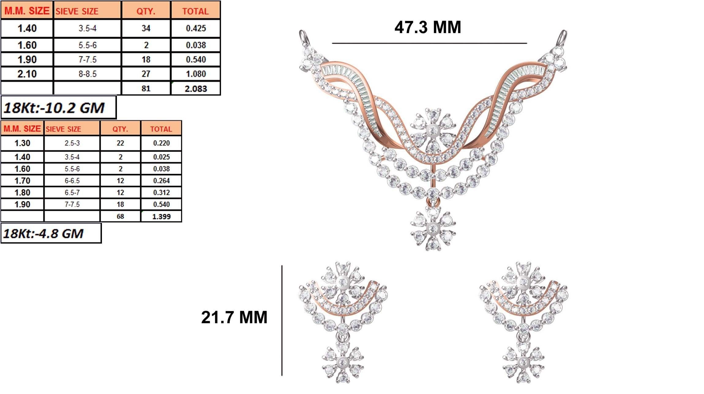 Women Necklace Earring Set STL OBJ FBX JCD Details 3D print model_1