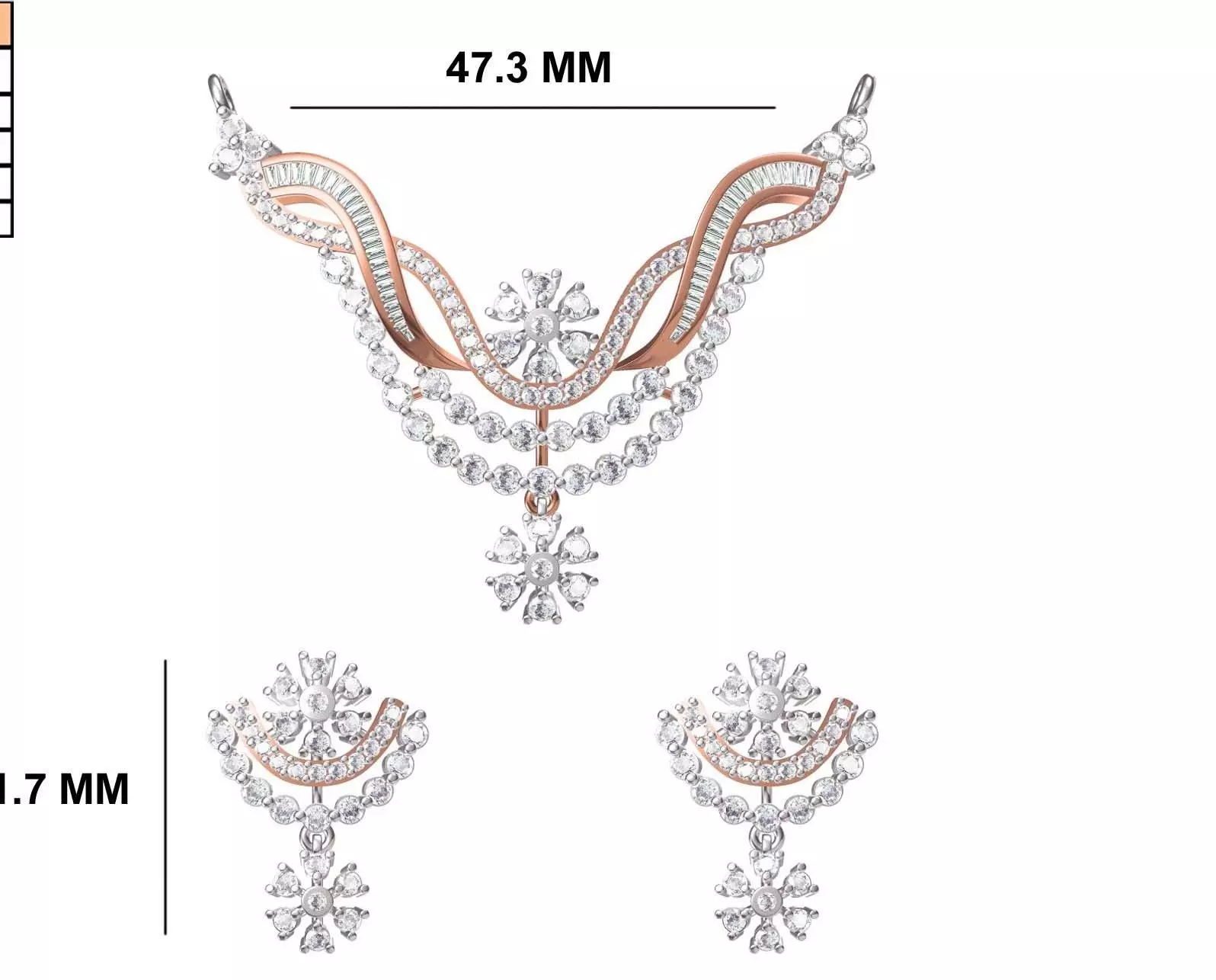 Women Necklace Earring Set STL OBJ FBX JCD Details 3D print model_0