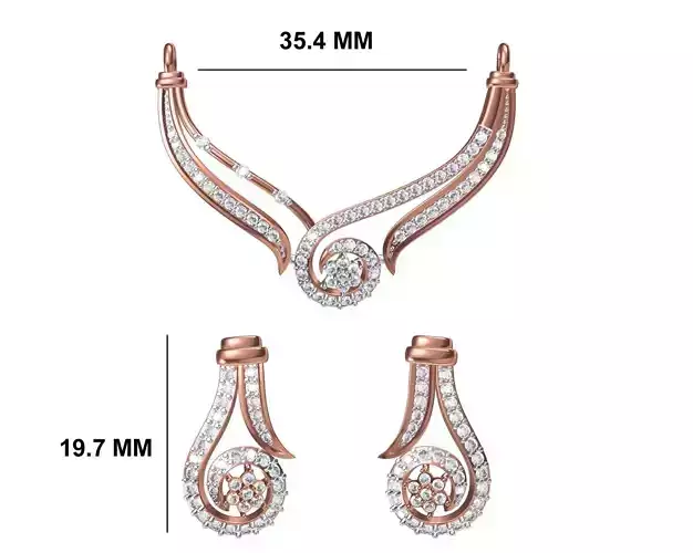 Women Necklace Earring Set STL OBJ FBX JCD Details