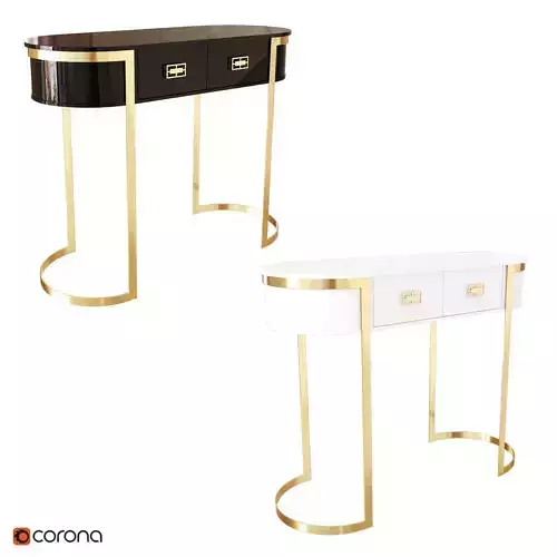 Oval white and black console table
