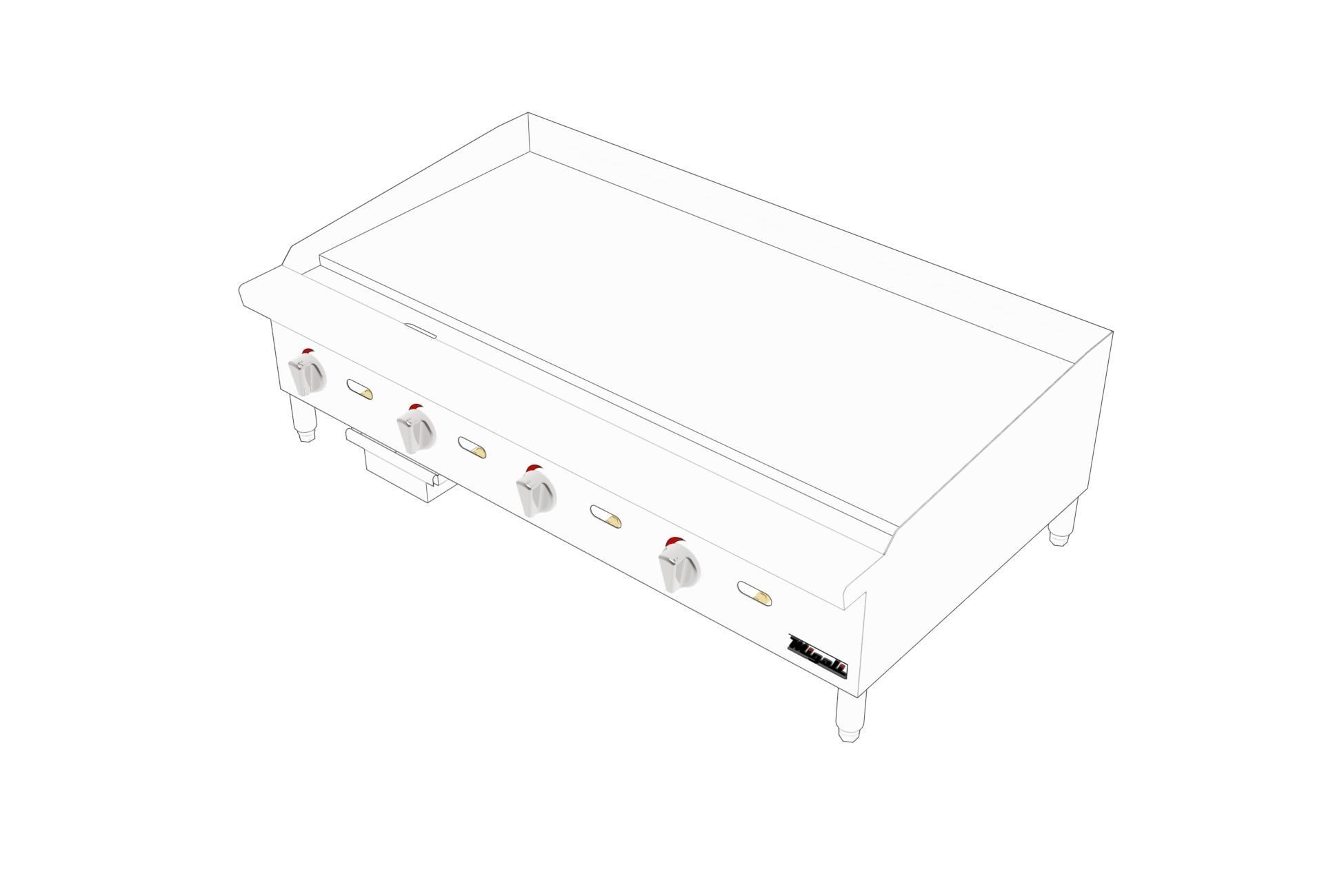 Wide Manual Griddle 48 in  3D model_9