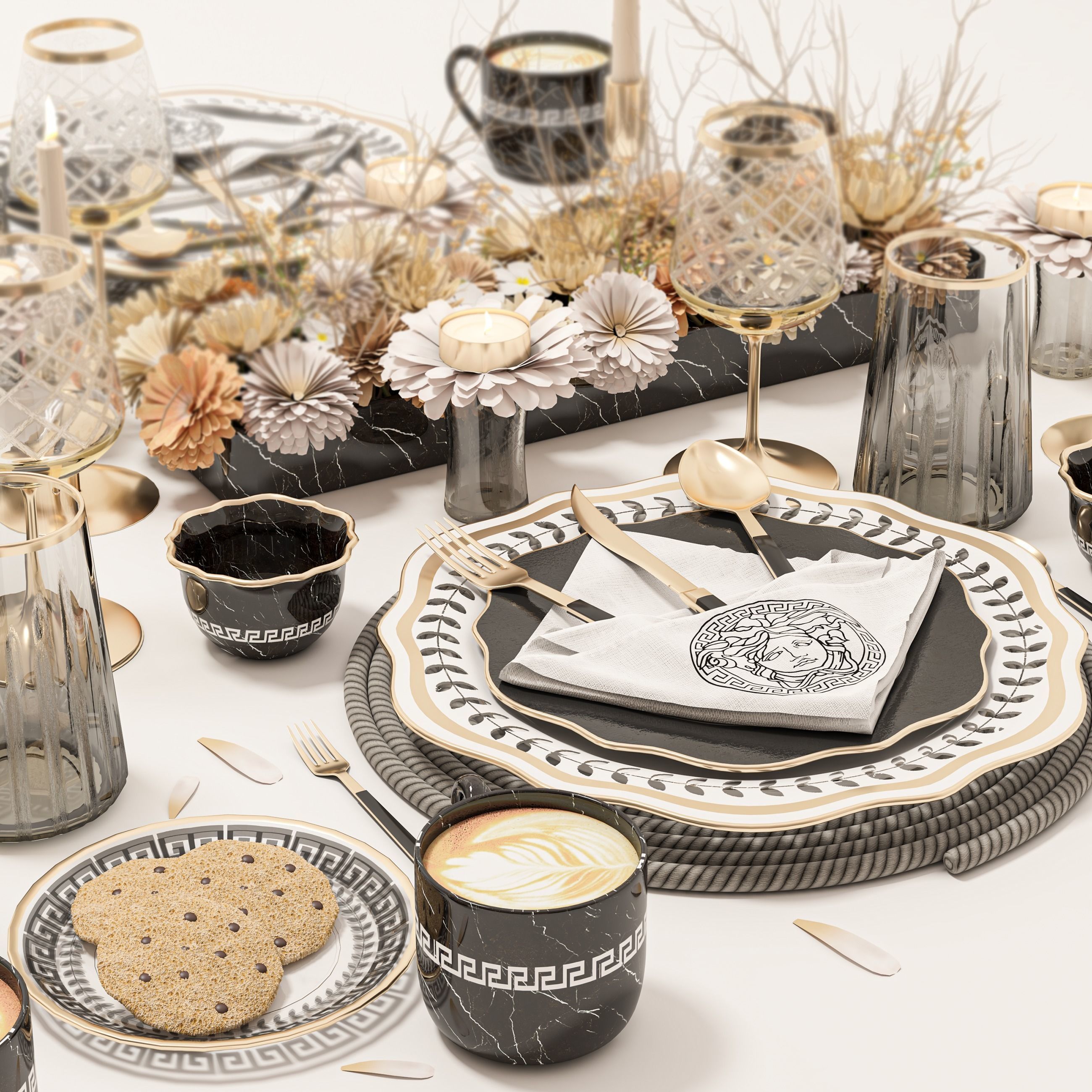 table set 106 Low-poly 3D model_1