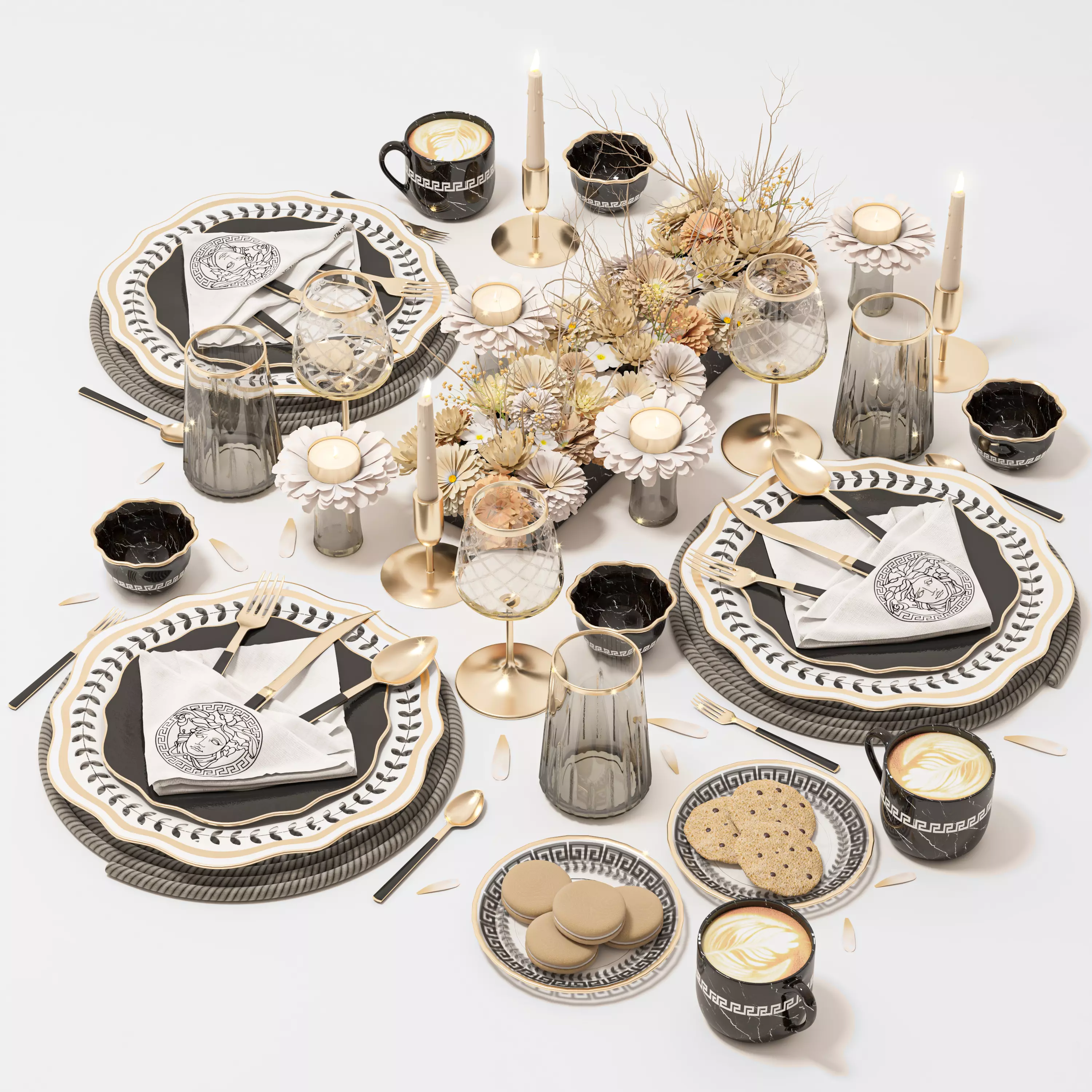 table set 106 Low-poly 3D model_0